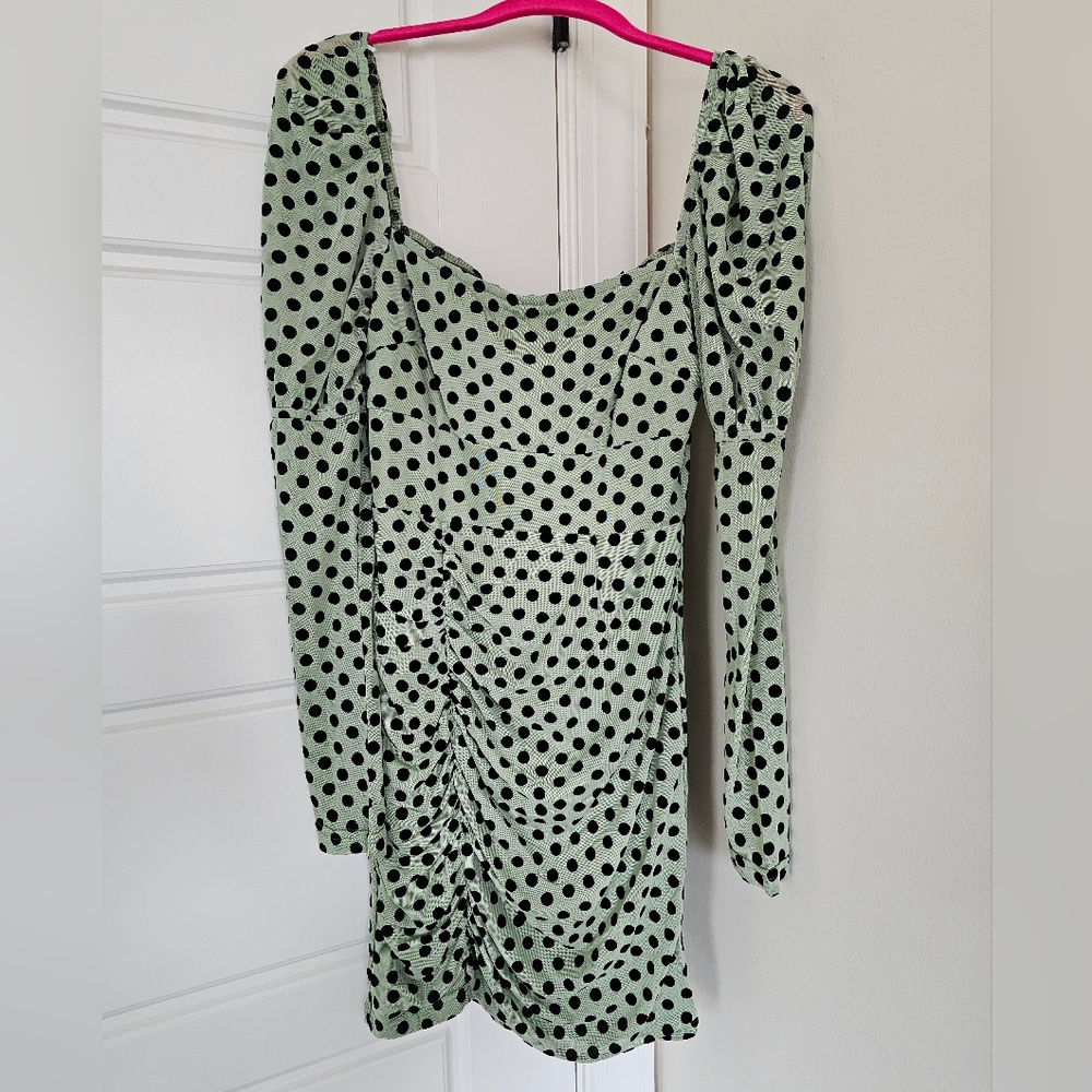 NaaNaa Green Polka dot bodycon dress